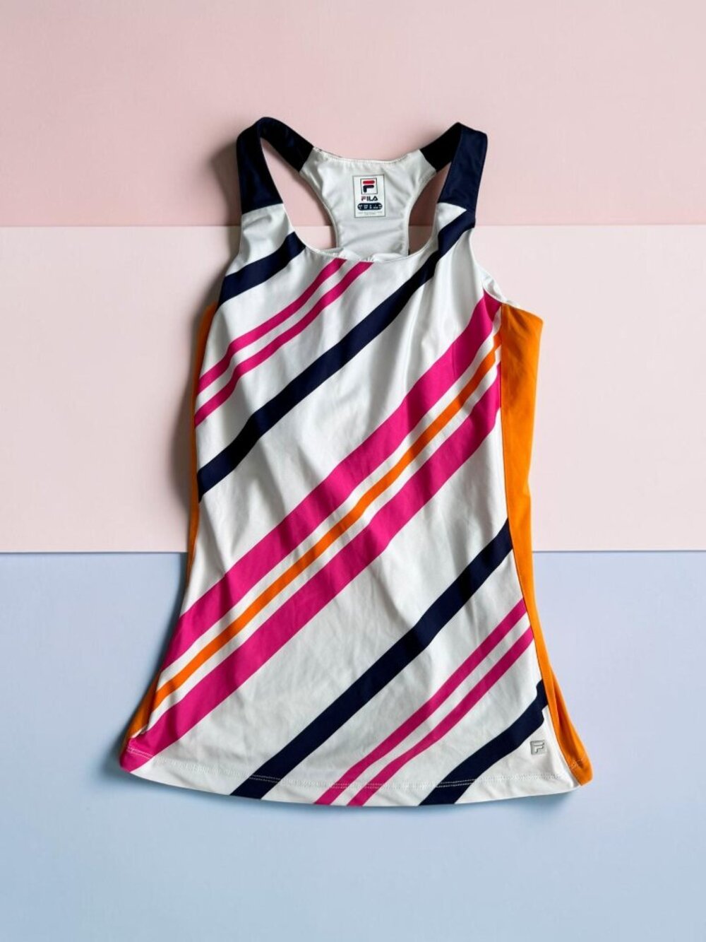 FILA Pink Orange Striped Active Tank Top Size Small